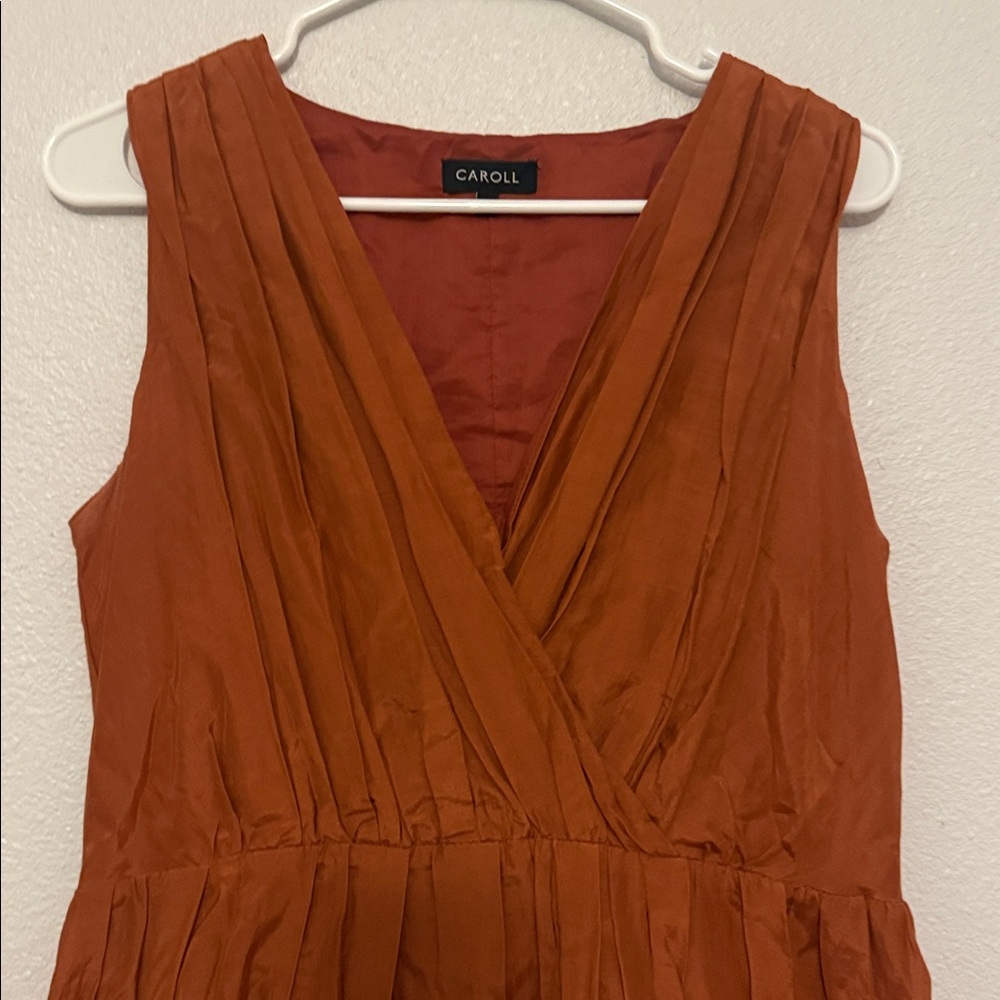 Caroll Terracotta Sleeveless Mini Dress size 38 - Picture 2 of 6